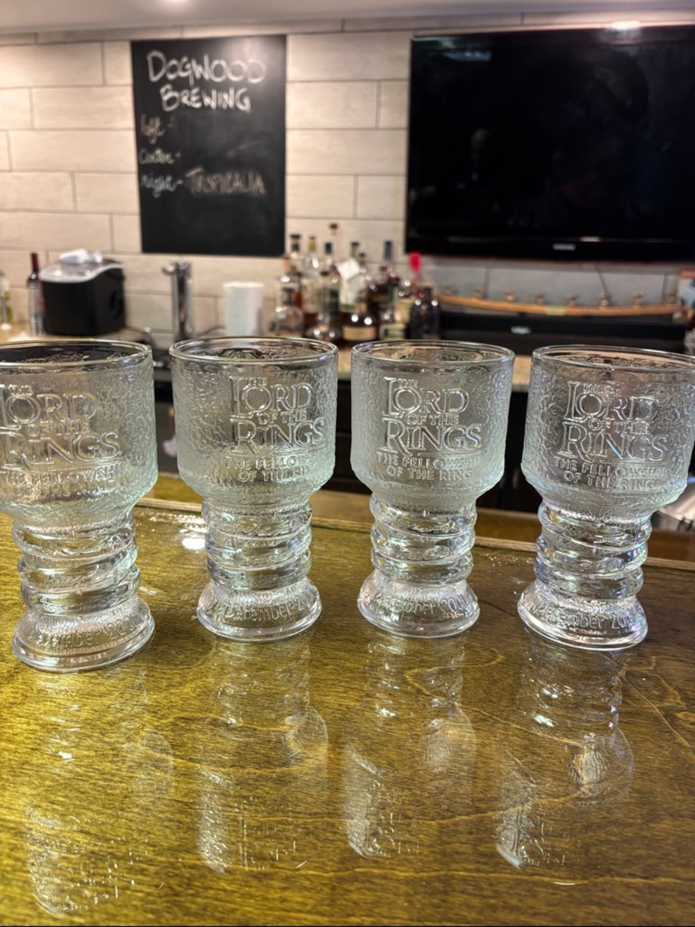 Lord of the Rings Embossed Clear Glass Goblets - Set of 4